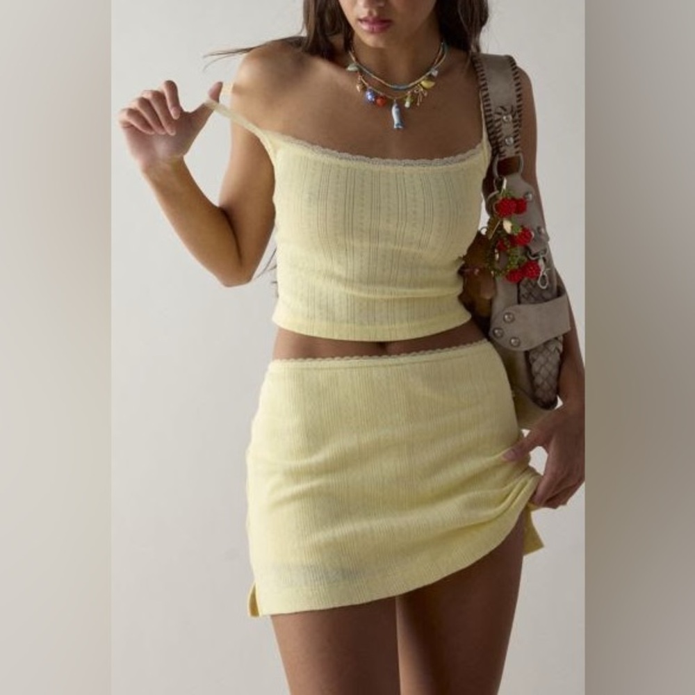 Urban Outfitters Light Yellow Mini Skirt + top set